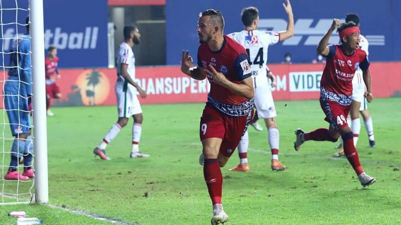 Nerijus Valskis did the star turn yet again for Jamshedpur FC (Image courtesy: ISL)