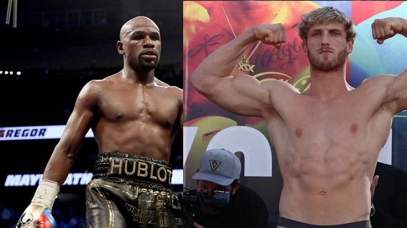 Floyd Mayweather Jr. (left); Logan Paul (right)