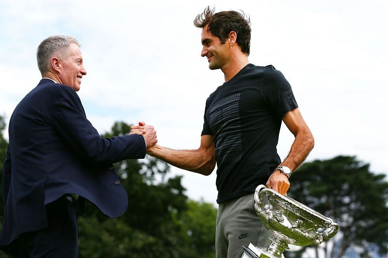 Australian Open Tournament Director Craig Tiley with Roger Federer