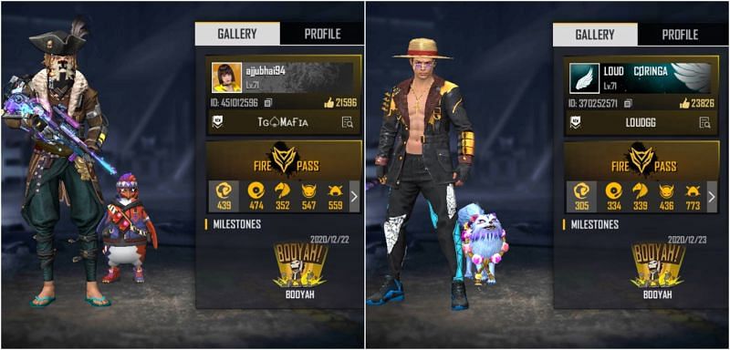 Free Fire IDs of both YouTubers