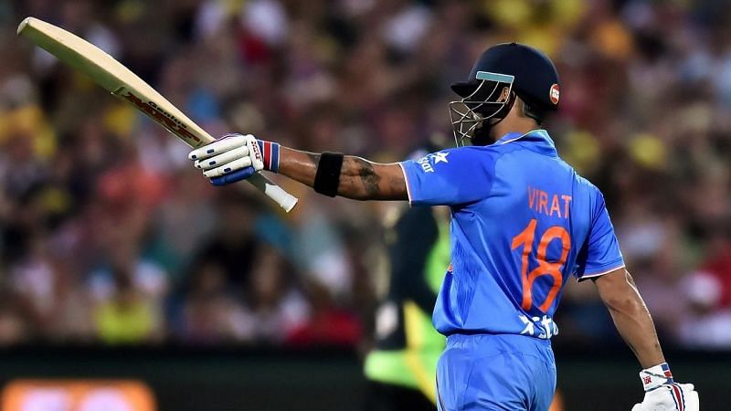 Virat Kohli in action against Australia at Adelaide in 2016