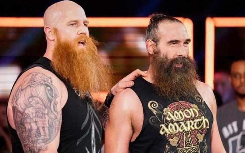 Erick Rowan with the late Brodie Lee f.k.a. Luke Harper in WWE