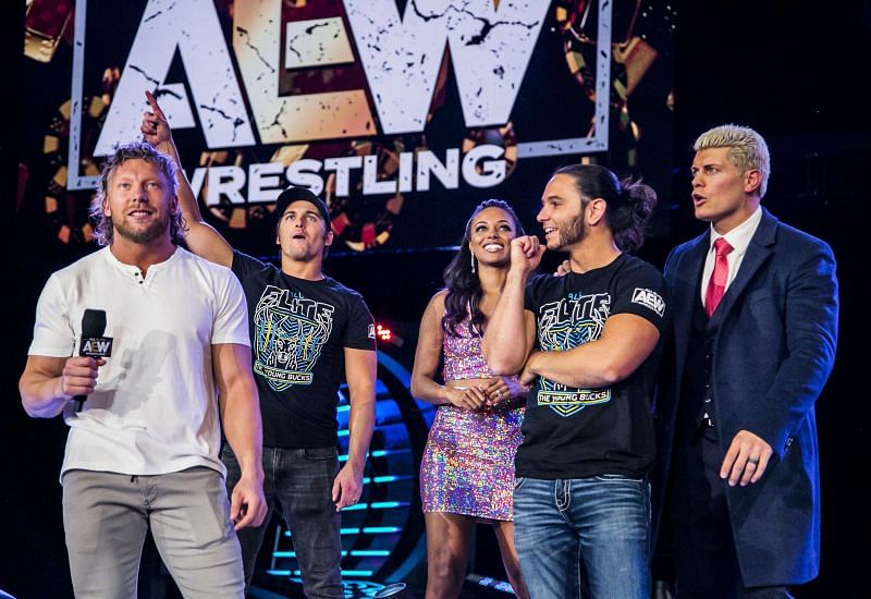 Kenny Omega, Nick Jackson, Brandi Rhodes, Matt Jackson, and Cody Rhodes