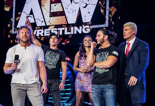 Kenny Omega, Nick Jackson, Brandi Rhodes, Matt Jackson, and Cody Rhodes