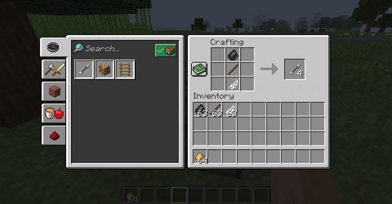 The crafting recipe for arrows in Minecraft. (Image via Minecraft)