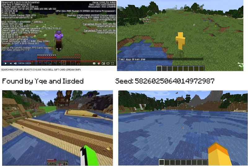 The discovery of the Dream SMP Minecraft seed by Yqe and Iisded. (Image via reddit.com)