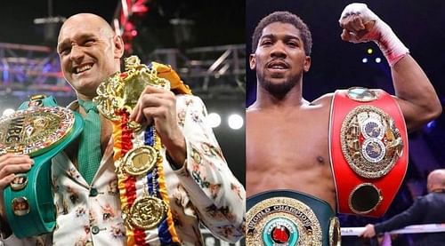 Tyson Fury (left); Anthony Joshua (right)