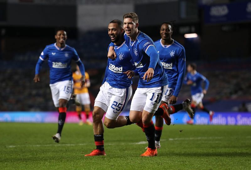 Rangers celebrate a Scottish Premiership victory