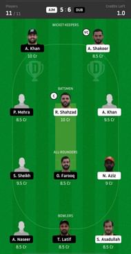AJM v DUB Dream11 Suggestions