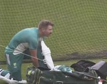 [Watch] Injured David Warner back in the nets at the MCG