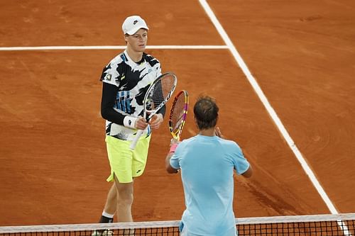 Jannik Sinner and Rafael Nadal at the French Open