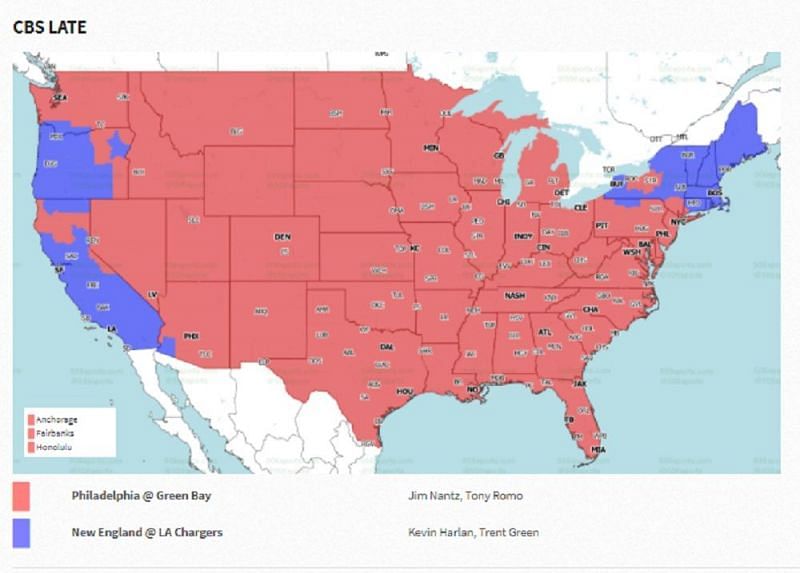 NFL Week 13 coverage map: CBS late games