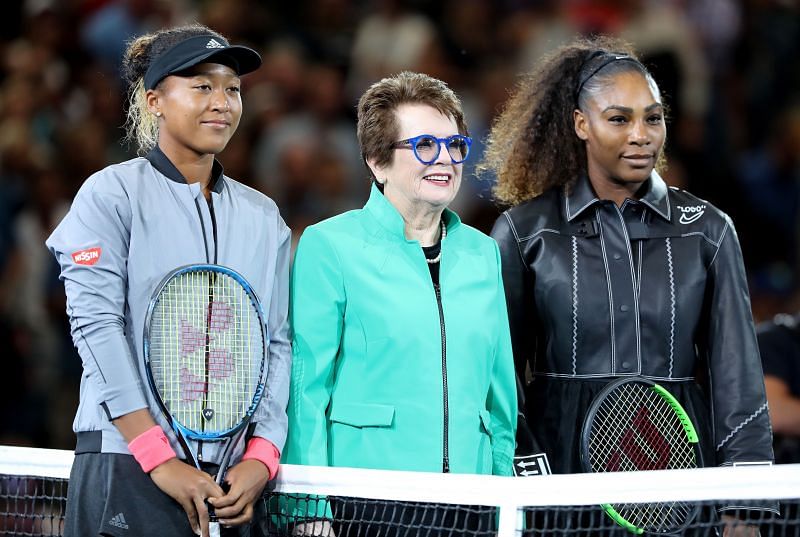  Naomi Osaka with Billie Jean King and Serena Williams at the 2018 US Open