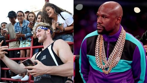 Logan Paul (L) and Floyd Mayweather (R)