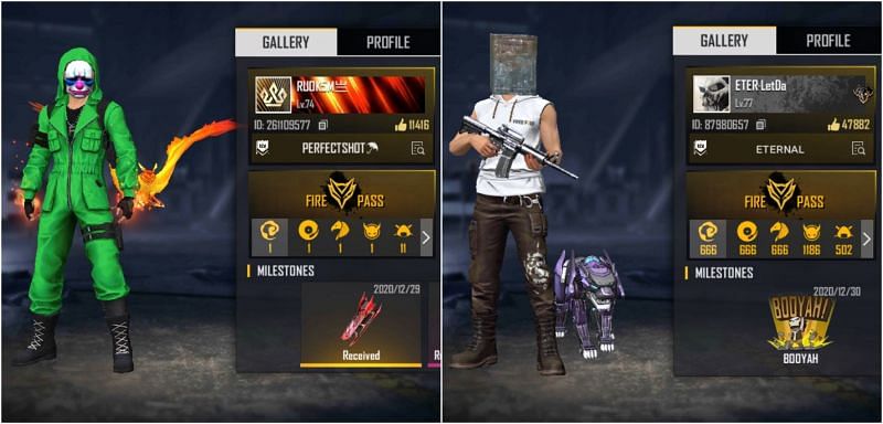 Free Fire IDs of both YouTubers