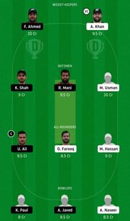 Dream11 Team for Dubai vs Sharjah - Emirates D20.