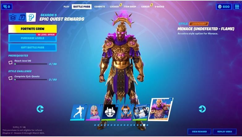 Image via Epic Games (Menace is the first undefeated gladiator to be featured in Fortnite )