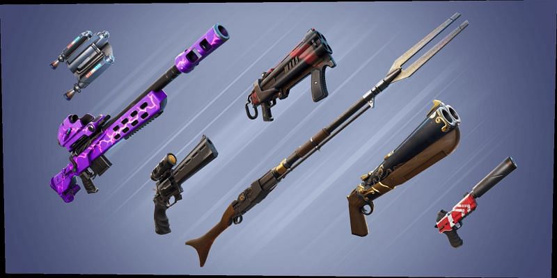 Types Of Guns In Fortnite And Range All New Exotic Weapons In Fortnite Season 5