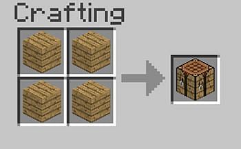 Place four Wooden Planks Crafting Menu