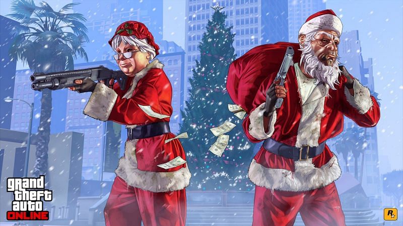 A Festive Surprise in GTA Online brings not only snow, but tonnes of festive-themed content (Image via gtabase)