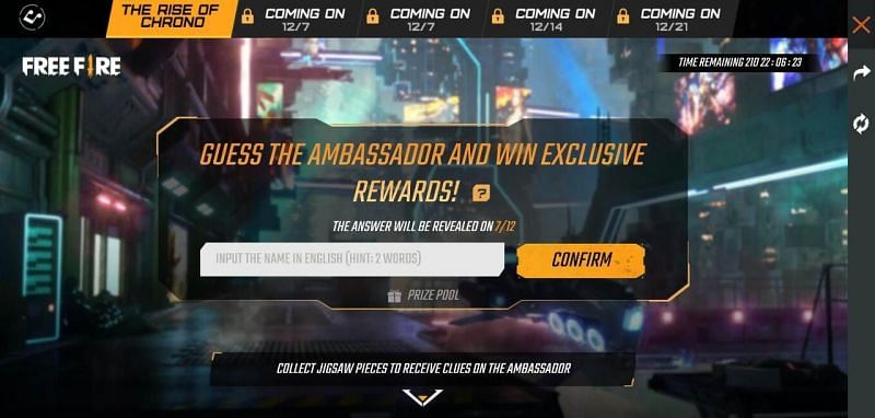 &#039;Guess the Ambassador&#039; is the newest event for players in Garena Free Fire (Image via Free Fire)