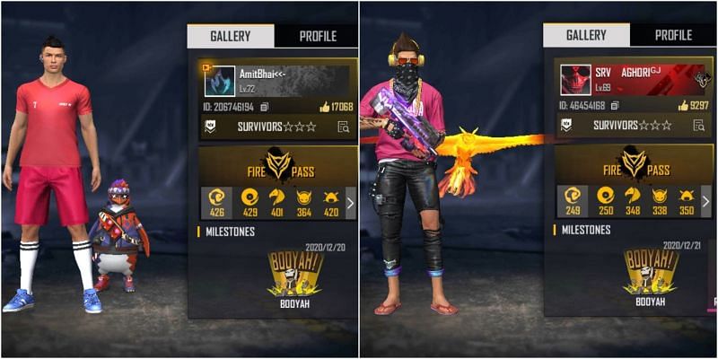 Free Fire IDs of both YouTubers