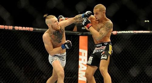 Conor McGregor and Dustin Poirier at UFC 178