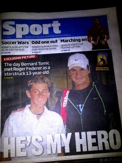 Bernard Tomic&#039;s picture with Roger Federer