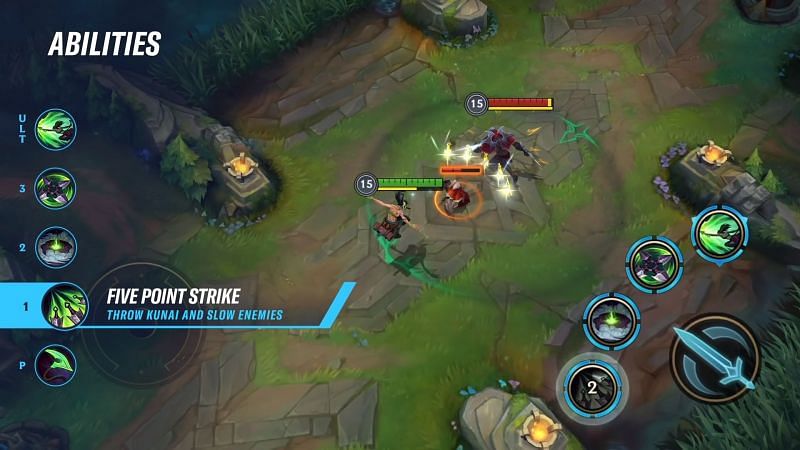 Akali&#039;s First Point Strike ability in Wild Rift (Image via Riot Games)