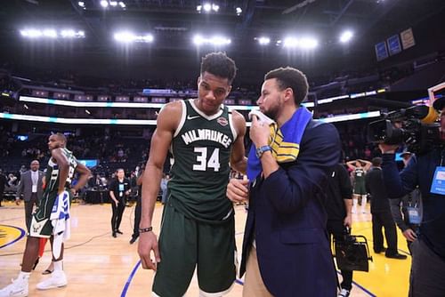 Giannis Antetokounmpo and Stephen Curry