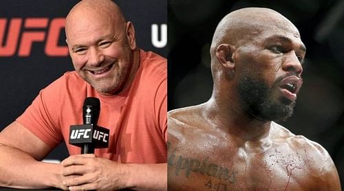 Dana White (left); Jon Jones (right)