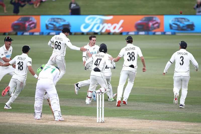 New Zealand celebrate their Test win over Pakistan