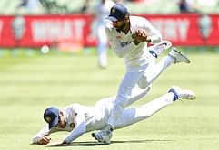 Watch: Ravindra Jadeja takes a blinder catch after collision with Shubman Gill