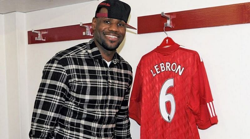 LeBron James with his own Liverpool jersey