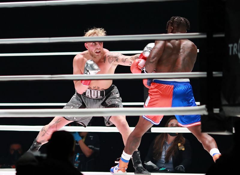 Jake Paul in his bout against Nate Robinson