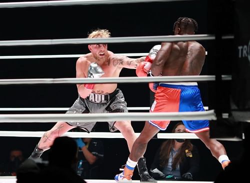 Jake Paul in his bout against Nate Robinson