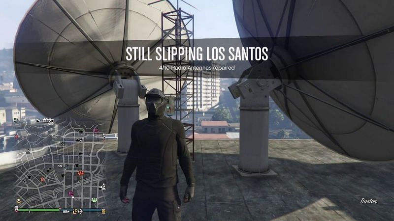 Repairing 10 broken antennas for Still Slipping Los Santos in GTA Online will net the player some decent cash and RP (Image via Uncivilthrone, YouTube)