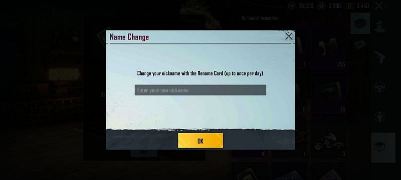 Rename card in PUBG Mobile