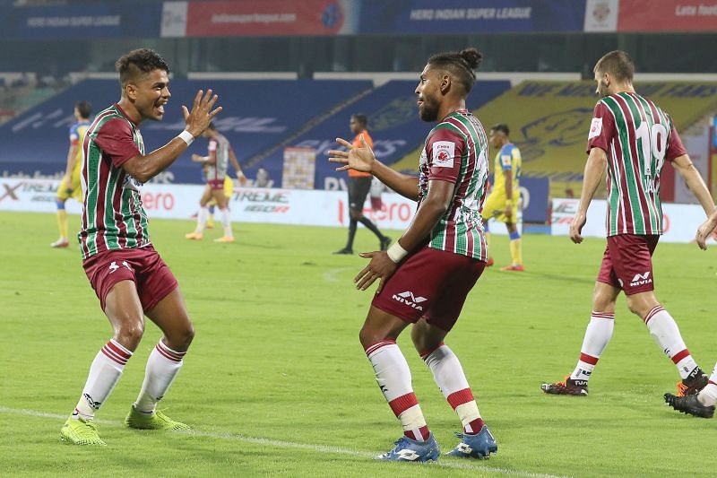 ATK Mohun Bagan players celebrating after scoring (Image courtesy: ISL Media)