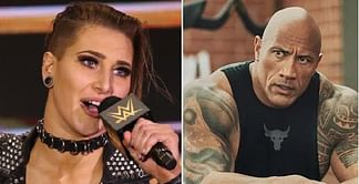The Rock reacts to Rhea Ripley recreating his iconic pose