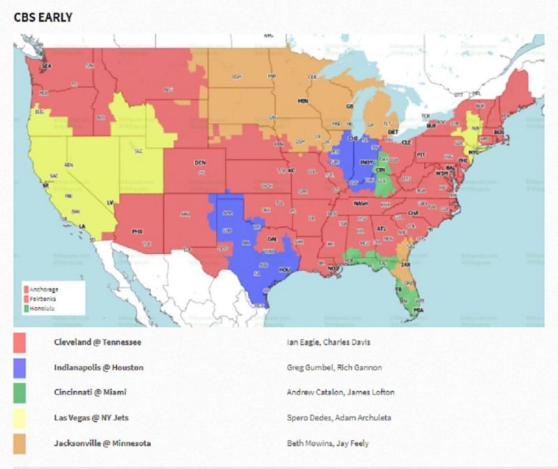 NFL Week 13 coverage map: CBS early games