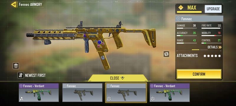 Golden camo for Fennec - Image via Call Of Duty Mobile