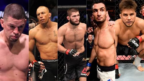 L - R : Nate Diaz, Georges St Pierre, Khabib Nurmagomedov, Gegard Mousasi, Henry Cejudo