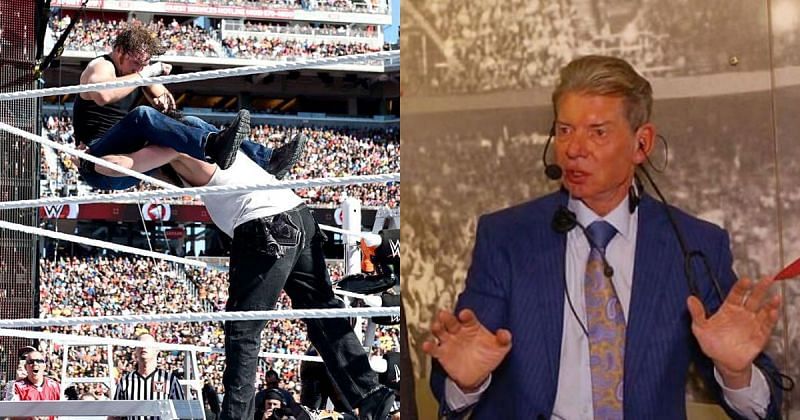 An image from the WrestleMania 31 match, Vince McMahon.