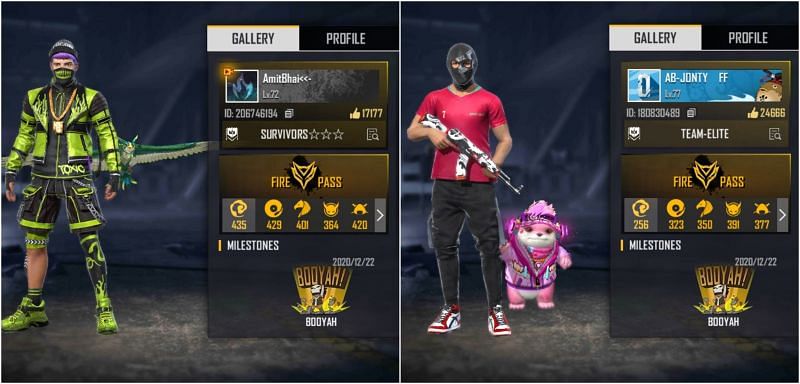 Free Fire IDs of both YouTubers