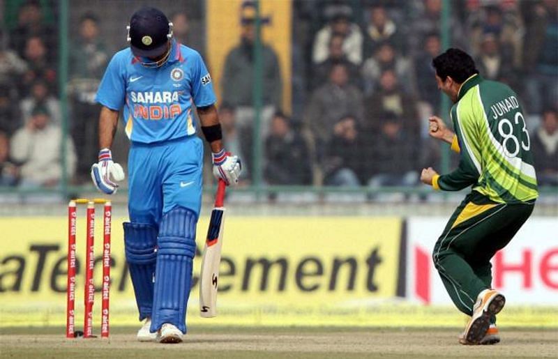 Junaid Khan dismissed Virat Kohli in all of the three ODIs between India and Pakistan in 2012-13