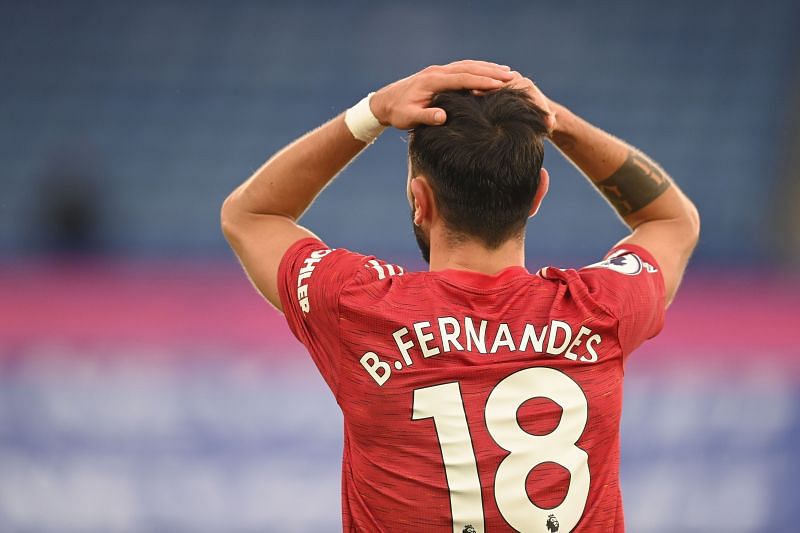 Bruno Fernandes of Manchester United looks on dejected