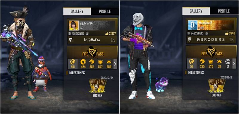 Free Fire IDs of both YouTubers