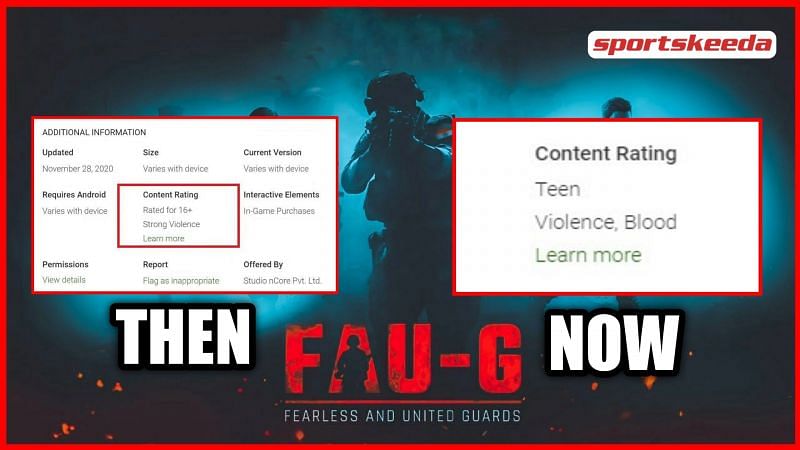 The content rating for FAU-G has been changed