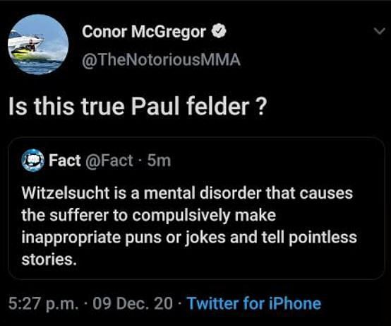Conor McGregor&#039;s deleted tweet aimed at Paul Felder (Twitter/Heavy.com)